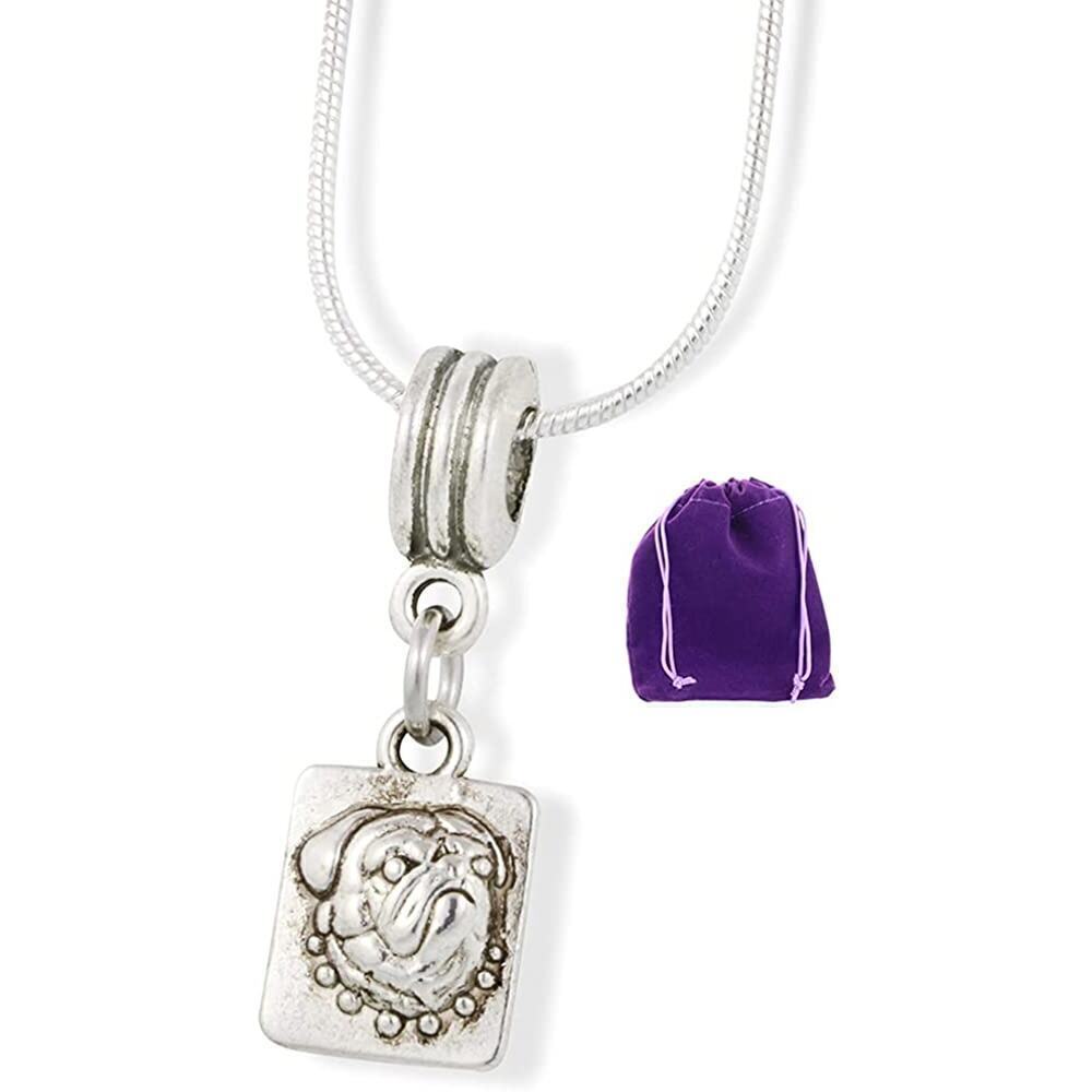 Pug Dog On Square Charm Snake Chain Necklace